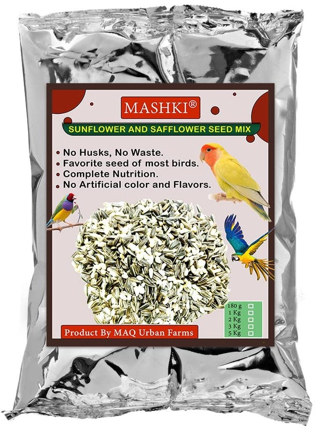 MASHKI Sunflower and Safflower Rich Nutrition Mix Seed Daily Bird Food Cleaned Organic Combo Kusum beej and Surajmukhi Dry - New Born, Young, Adult, Senior Bird Food